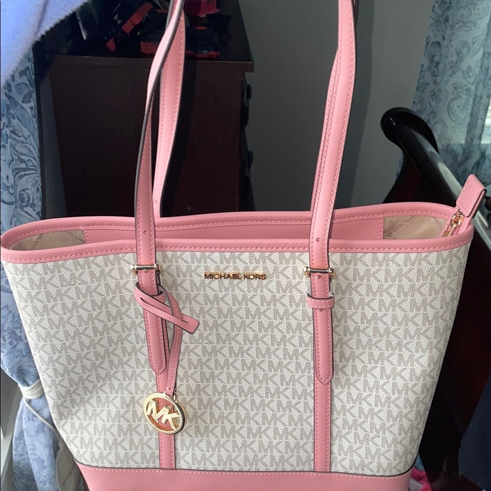 Michael Kors Pink and Cream Tote Bag